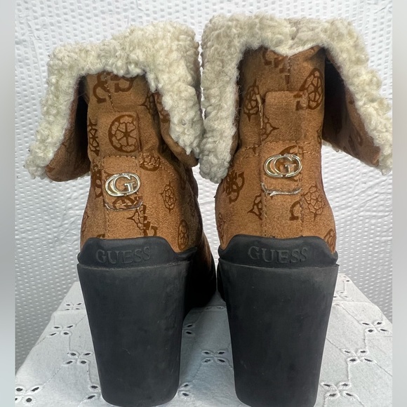 Guess Womens Tabloid Brown Wedges Ankle Boots Shoes 7 Medium - Picture 5 of 12